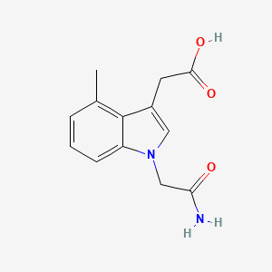 molecular formula C13H14N2O3 B7628502 2-[1-(2-Amino-2-oxoethyl)-4-methylindol-3-yl]acetic acid 