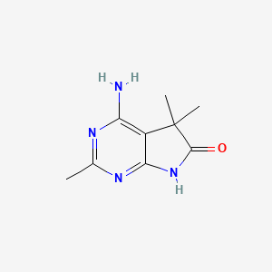 molecular formula C9H12N4O B7628521 4-amino-2,5,5-trimethyl-5H,6H,7H-pyrrolo[2,3-d]pyrimidin-6-one 