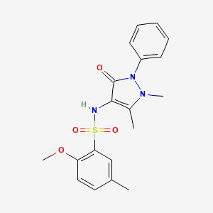 molecular formula C19H21N3O4S B7628524 N-(1,5-dimethyl-3-oxo-2-phenylpyrazol-4-yl)-2-methoxy-5-methylbenzenesulfonamide 