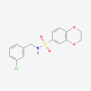 molecular formula C15H14ClNO4S B7628575 N-[(3-chlorophenyl)methyl]-2,3-dihydro-1,4-benzodioxine-6-sulfonamide 