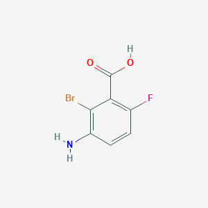 molecular formula C7H5BrFNO2 B7628587 3-Amino-2-bromo-6-fluorobenzoic acid 