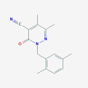 molecular formula C16H17N3O B7628715 2-[(2,5-Dimethylphenyl)methyl]-5,6-dimethyl-3-oxopyridazine-4-carbonitrile 