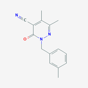 molecular formula C15H15N3O B7628731 5,6-Dimethyl-2-[(3-methylphenyl)methyl]-3-oxopyridazine-4-carbonitrile 