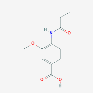 molecular formula C11H13NO4 B7628745 3-Methoxy-4-(propanoylamino)benzoic acid 