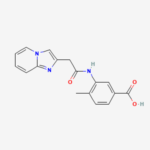 molecular formula C17H15N3O3 B7628810 3-[(2-Imidazo[1,2-a]pyridin-2-ylacetyl)amino]-4-methylbenzoic acid 