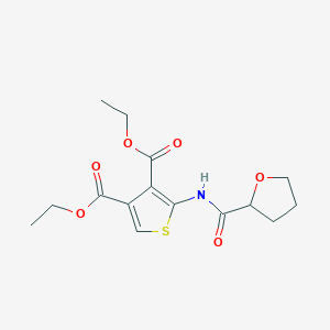 molecular formula C15H19NO6S B7628837 Diethyl 2-(oxolane-2-carbonylamino)thiophene-3,4-dicarboxylate 