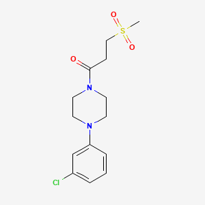 molecular formula C14H19ClN2O3S B7628863 1-[4-(3-Chlorophenyl)piperazin-1-yl]-3-methylsulfonylpropan-1-one 