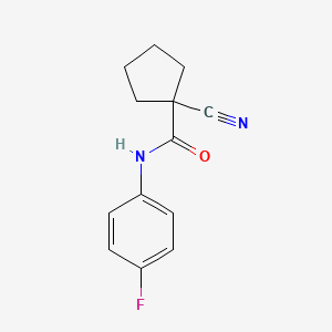 molecular formula C13H13FN2O B7628870 1-cyano-N-(4-fluorophenyl)cyclopentane-1-carboxamide 