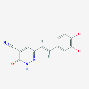 molecular formula C16H15N3O3 B7628892 3-[(E)-2-(3,4-dimethoxyphenyl)ethenyl]-4-methyl-6-oxo-1H-pyridazine-5-carbonitrile 