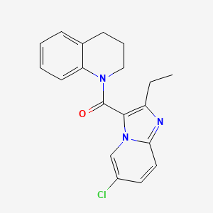 molecular formula C19H18ClN3O B7628907 (6-chloro-2-ethylimidazo[1,2-a]pyridin-3-yl)-(3,4-dihydro-2H-quinolin-1-yl)methanone 