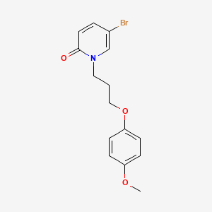 molecular formula C15H16BrNO3 B7628935 5-Bromo-1-[3-(4-methoxyphenoxy)propyl]pyridin-2-one 