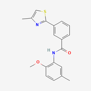 molecular formula C19H18N2O2S B7628947 N-(2-methoxy-5-methylphenyl)-3-(4-methyl-1,3-thiazol-2-yl)benzamide 