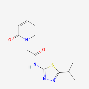 molecular formula C13H16N4O2S B7628982 2-(4-methyl-2-oxopyridin-1-yl)-N-(5-propan-2-yl-1,3,4-thiadiazol-2-yl)acetamide 