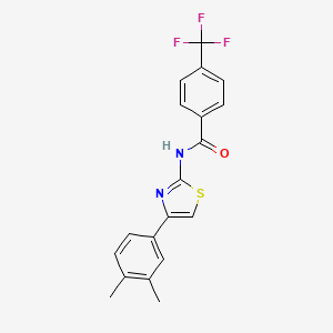 molecular formula C19H15F3N2OS B7628992 N-[4-(3,4-dimethylphenyl)-1,3-thiazol-2-yl]-4-(trifluoromethyl)benzamide 