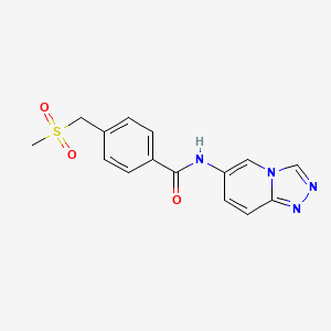 molecular formula C15H14N4O3S B7629013 4-(methylsulfonylmethyl)-N-([1,2,4]triazolo[4,3-a]pyridin-6-yl)benzamide 