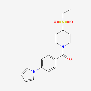 molecular formula C18H22N2O3S B7629035 (4-Ethylsulfonylpiperidin-1-yl)-(4-pyrrol-1-ylphenyl)methanone 