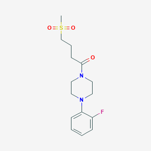 molecular formula C15H21FN2O3S B7629046 1-[4-(2-Fluorophenyl)piperazin-1-yl]-4-methylsulfonylbutan-1-one 