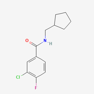 molecular formula C13H15ClFNO B7629054 3-chloro-N-(cyclopentylmethyl)-4-fluorobenzamide 