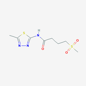 molecular formula C8H13N3O3S2 B7629061 4-methylsulfonyl-N-(5-methyl-1,3,4-thiadiazol-2-yl)butanamide 