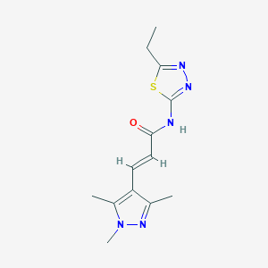 molecular formula C13H17N5OS B7629063 (E)-N-(5-ethyl-1,3,4-thiadiazol-2-yl)-3-(1,3,5-trimethylpyrazol-4-yl)prop-2-enamide 