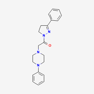 molecular formula C21H24N4O B7629085 1-(5-Phenyl-3,4-dihydropyrazol-2-yl)-2-(4-phenylpiperazin-1-yl)ethanone 