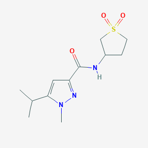 molecular formula C12H19N3O3S B7629124 N-(1,1-dioxothiolan-3-yl)-1-methyl-5-propan-2-ylpyrazole-3-carboxamide 
