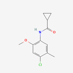molecular formula C12H14ClNO2 B7629145 N-(4-chloro-2-methoxy-5-methylphenyl)cyclopropanecarboxamide 