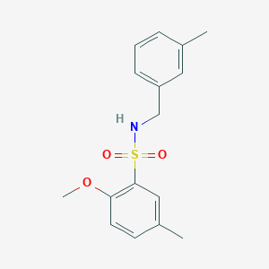 molecular formula C16H19NO3S B7629207 2-methoxy-5-methyl-N-[(3-methylphenyl)methyl]benzenesulfonamide 