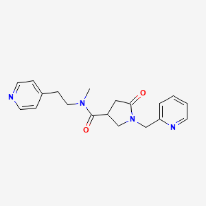 molecular formula C19H22N4O2 B7629213 N-methyl-5-oxo-N-(2-pyridin-4-ylethyl)-1-(pyridin-2-ylmethyl)pyrrolidine-3-carboxamide 