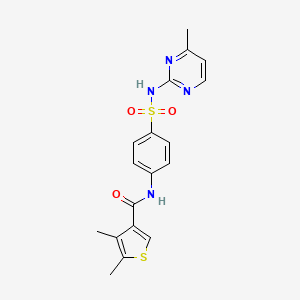 molecular formula C18H18N4O3S2 B7629232 4,5-dimethyl-N-[4-[(4-methylpyrimidin-2-yl)sulfamoyl]phenyl]thiophene-3-carboxamide 
