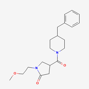 molecular formula C20H28N2O3 B7629239 4-(4-Benzylpiperidine-1-carbonyl)-1-(2-methoxyethyl)pyrrolidin-2-one 