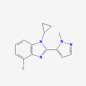 molecular formula C14H13FN4 B7629246 1-Cyclopropyl-4-fluoro-2-(2-methylpyrazol-3-yl)benzimidazole 