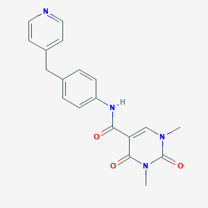 molecular formula C19H18N4O3 B7629256 1,3-dimethyl-2,4-dioxo-N-[4-(pyridin-4-ylmethyl)phenyl]pyrimidine-5-carboxamide 