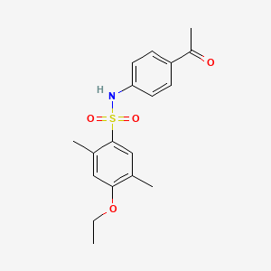 molecular formula C18H21NO4S B7629276 N-(4-acetylphenyl)-4-ethoxy-2,5-dimethylbenzenesulfonamide 