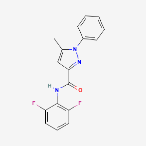 molecular formula C17H13F2N3O B7629300 N-(2,6-difluorophenyl)-5-methyl-1-phenylpyrazole-3-carboxamide 