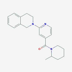 molecular formula C21H25N3O B7629370 [2-(3,4-dihydro-1H-isoquinolin-2-yl)pyridin-4-yl]-(2-methylpiperidin-1-yl)methanone 