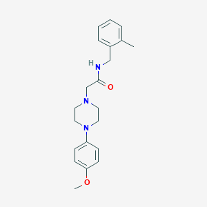 molecular formula C21H27N3O2 B7629401 2-[4-(4-methoxyphenyl)piperazin-1-yl]-N-[(2-methylphenyl)methyl]acetamide 