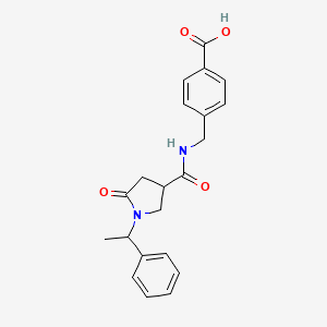 molecular formula C21H22N2O4 B7629429 4-[[[5-Oxo-1-(1-phenylethyl)pyrrolidine-3-carbonyl]amino]methyl]benzoic acid 