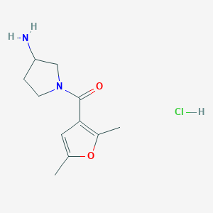 molecular formula C11H17ClN2O2 B7629490 (3-Aminopyrrolidin-1-yl)-(2,5-dimethylfuran-3-yl)methanone;hydrochloride 