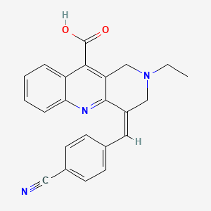 molecular formula C23H19N3O2 B7629508 (4Z)-4-[(4-cyanophenyl)methylidene]-2-ethyl-1,3-dihydrobenzo[b][1,6]naphthyridine-10-carboxylic acid 