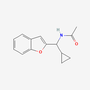molecular formula C14H15NO2 B7629516 N-[1-benzofuran-2-yl(cyclopropyl)methyl]acetamide 