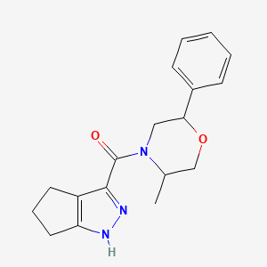 molecular formula C18H21N3O2 B7629545 (5-Methyl-2-phenylmorpholin-4-yl)-(1,4,5,6-tetrahydrocyclopenta[c]pyrazol-3-yl)methanone 