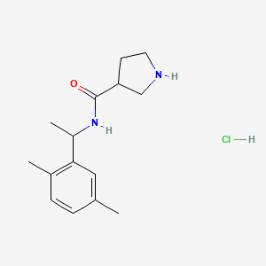molecular formula C15H23ClN2O B7629556 N-[1-(2,5-dimethylphenyl)ethyl]pyrrolidine-3-carboxamide;hydrochloride 