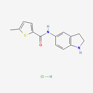 molecular formula C14H15ClN2OS B7629580 N-(2,3-dihydro-1H-indol-5-yl)-5-methylthiophene-2-carboxamide;hydrochloride 