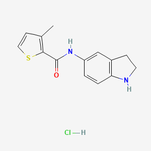 molecular formula C14H15ClN2OS B7629602 N-(2,3-dihydro-1H-indol-5-yl)-3-methylthiophene-2-carboxamide;hydrochloride 