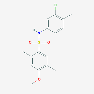 molecular formula C16H18ClNO3S B7629613 N-(3-chloro-4-methylphenyl)-4-methoxy-2,5-dimethylbenzenesulfonamide 
