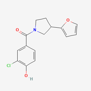 molecular formula C15H14ClNO3 B7629621 (3-Chloro-4-hydroxyphenyl)-[3-(furan-2-yl)pyrrolidin-1-yl]methanone 