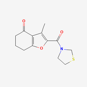 molecular formula C13H15NO3S B7629624 3-methyl-2-(1,3-thiazolidine-3-carbonyl)-6,7-dihydro-5H-1-benzofuran-4-one 