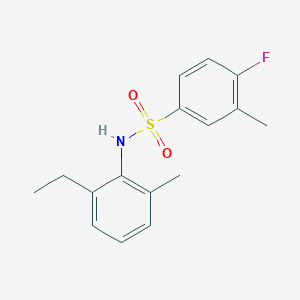 molecular formula C16H18FNO2S B7629632 N-(2-ethyl-6-methylphenyl)-4-fluoro-3-methylbenzenesulfonamide 