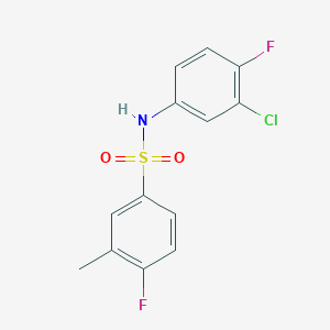 molecular formula C13H10ClF2NO2S B7629636 N-(3-chloro-4-fluorophenyl)-4-fluoro-3-methylbenzenesulfonamide 